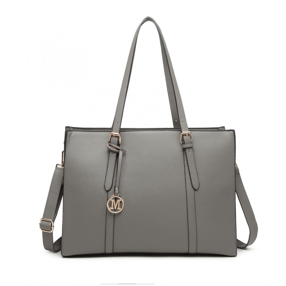 szara duza prostokatna torebka shopper bag do pracy biocaril